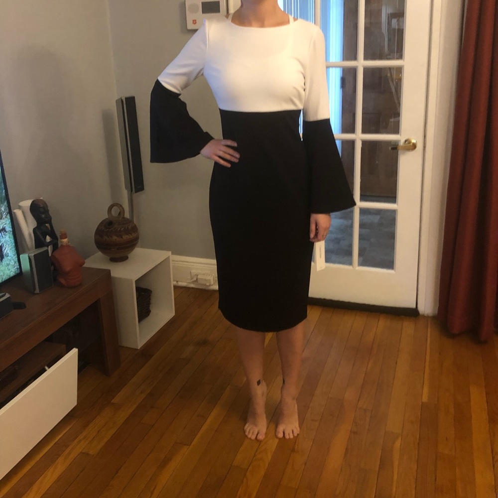 Calvin Klein Midi Bell Sleeve Cocktail Dress